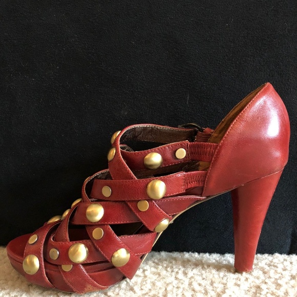 Jeffrey Campbell Ibiza Siz 8.5 Strappy Heels - Red - Picture 6 of 7